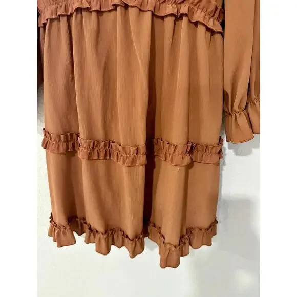 Burnt Orange Ruffle Short Dress Size Small - Picture 8 of 14